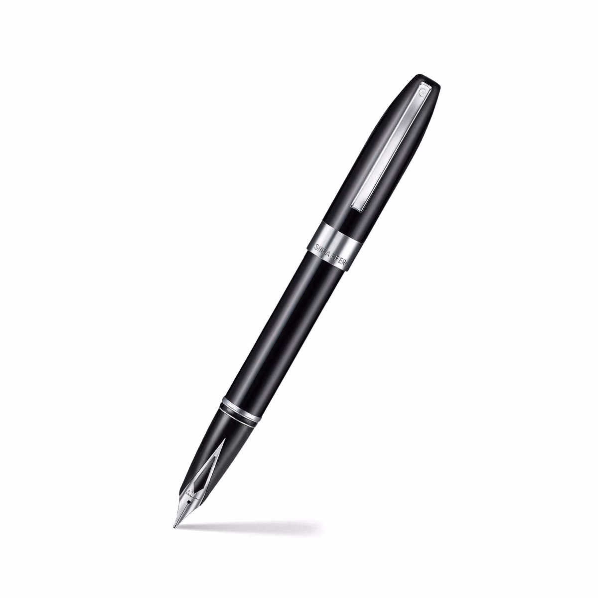 Custom Sheaffer Legacy 9064 Glossy Black Inlaid Nib Fountain Pen (Fine) with Chrome-Plated Trims