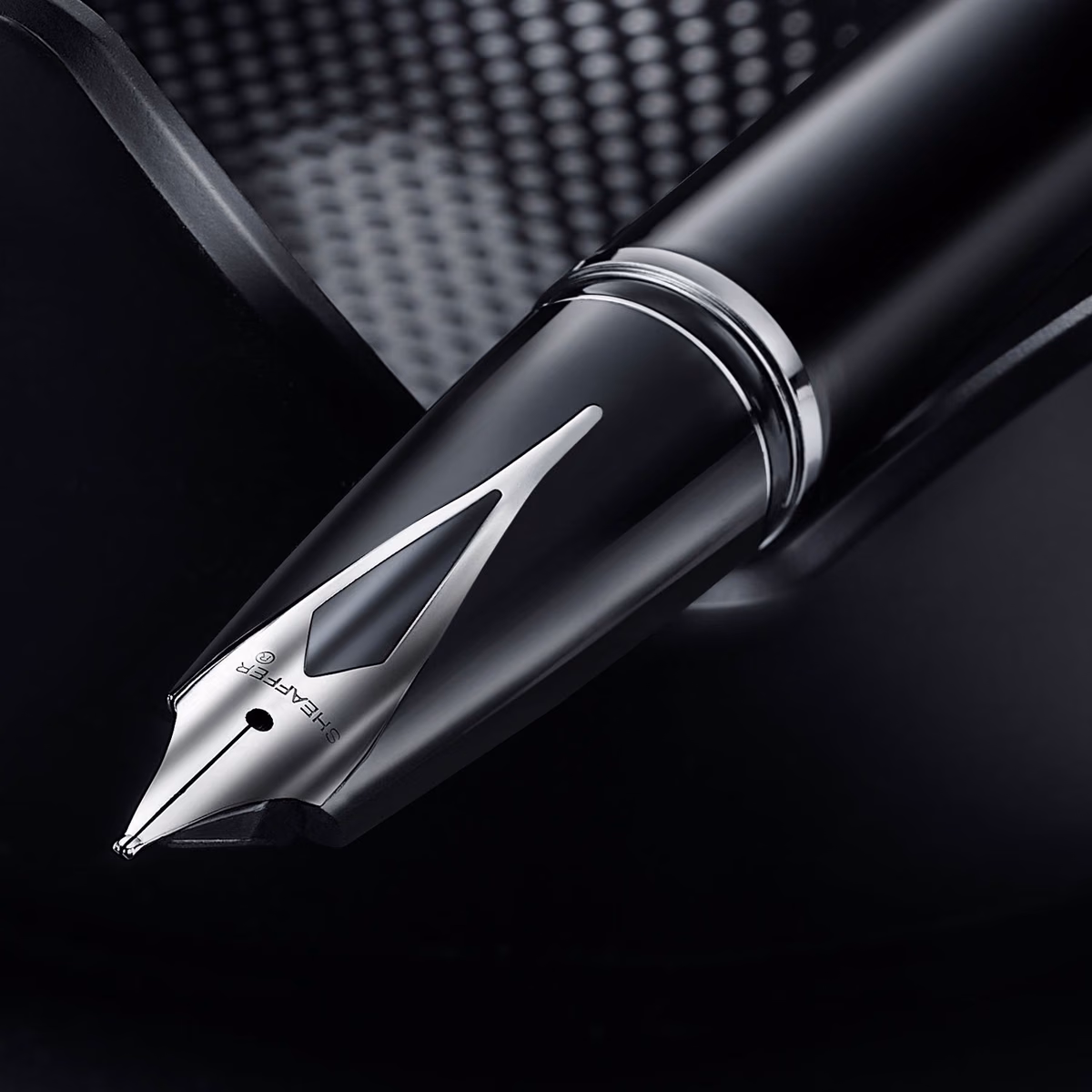 Custom Sheaffer Legacy 9064 Glossy Black Inlaid Nib Fountain Pen (Medium) with Chrome-Plated Trims