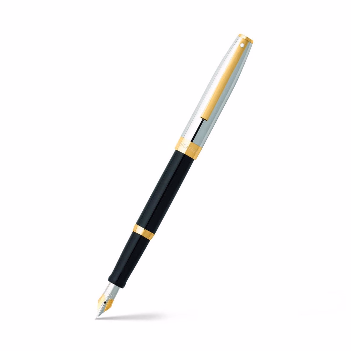 Custom Sheaffer SAGARIS 9475 Gloss Black Barrel and Chrome Cap Fountain Pen With Gold Tone Trim - Medium