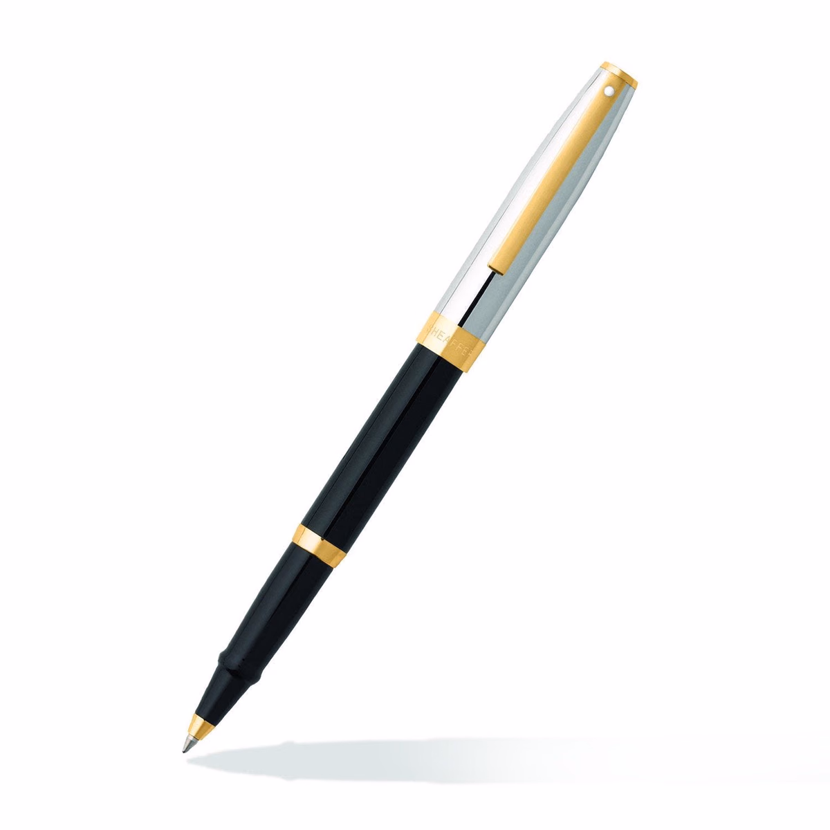 Custom Sheaffer SAGARIS 9475 Gloss Black Barrel and Chrome Cap Rollerball Pen With Gold Tone Trim