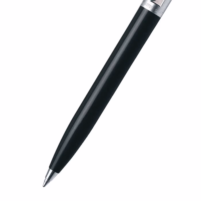 Custom Sheaffer Sentinel Black and Chrome Ballpoint Pen With Chrome Trims