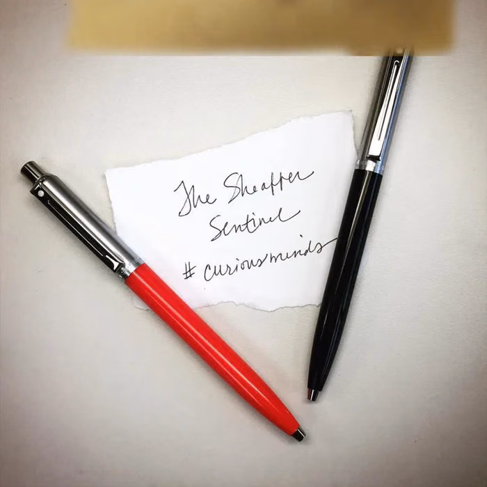 Custom Sheaffer Sentinel Black and Chrome Ballpoint Pen With Chrome Trims