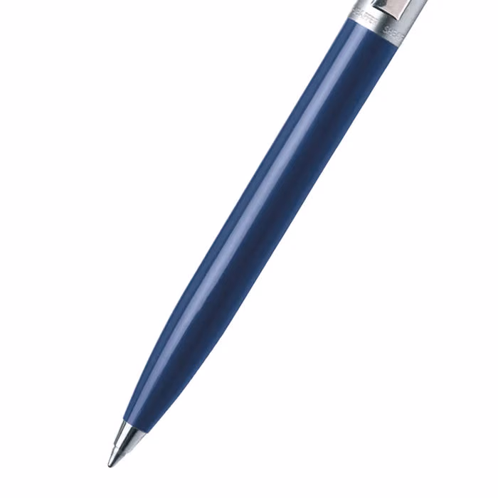 Custom Sheaffer Sentinel Blue and Chrome Ballpoint Pen With Chrome Trims