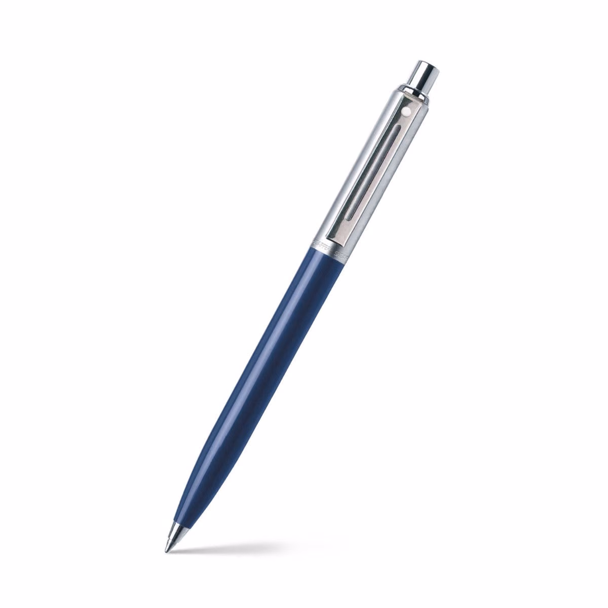 Custom Sheaffer Sentinel Blue and Chrome Ballpoint Pen With Chrome Trims