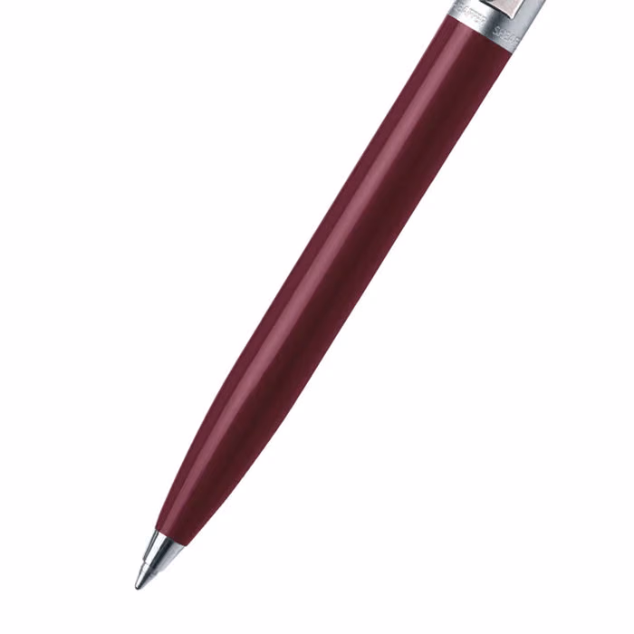 Custom Sheaffer Sentinel Burgandy and Chrome Ballpoint Pen With Chrome Trims