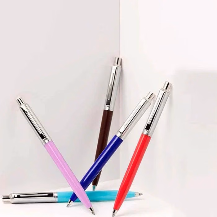 Custom Sheaffer Sentinel Burgandy and Chrome Ballpoint Pen With Chrome Trims