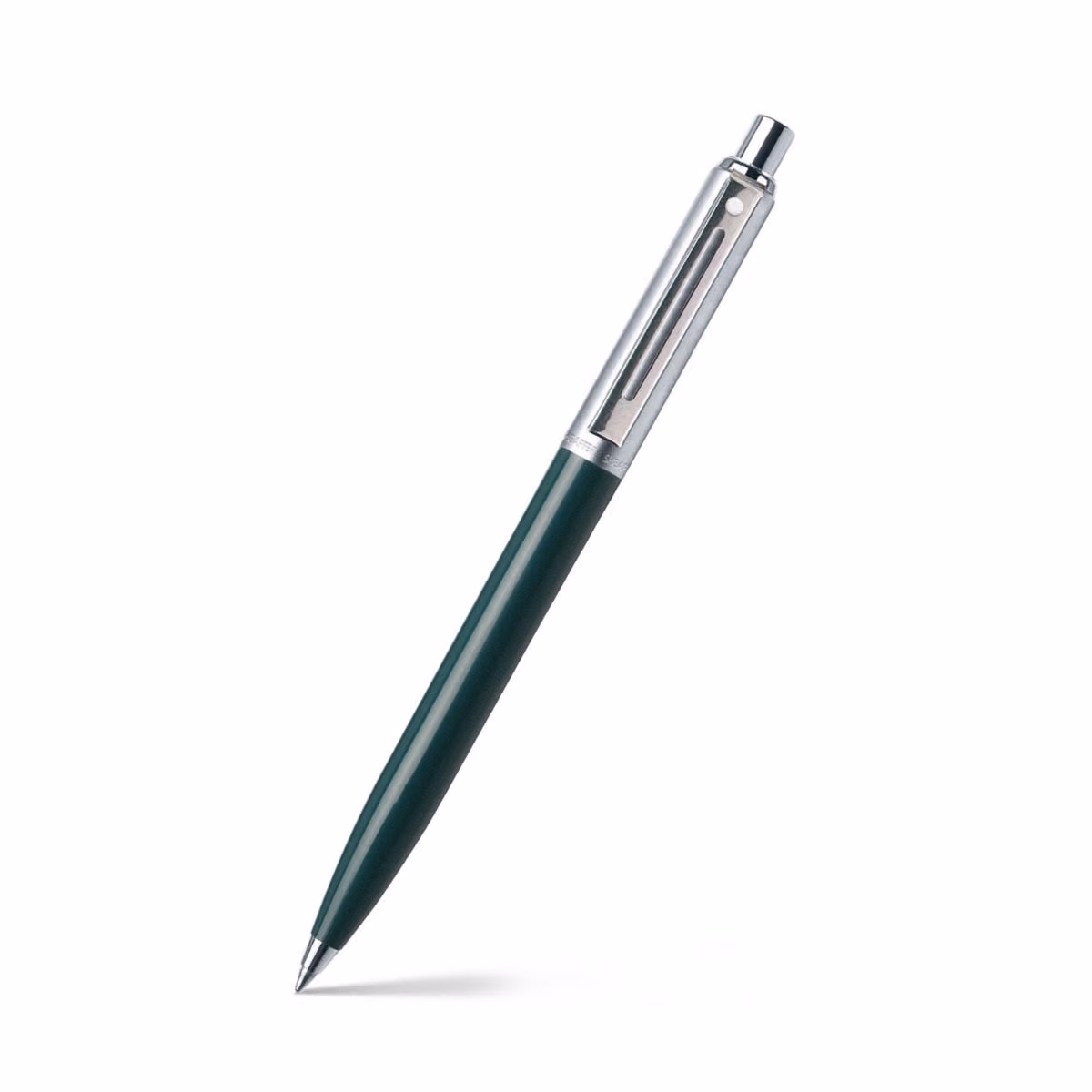 Custom Sheaffer Sentinel Dark Green and Chrome Ballpoint Pen With Chrome Trims