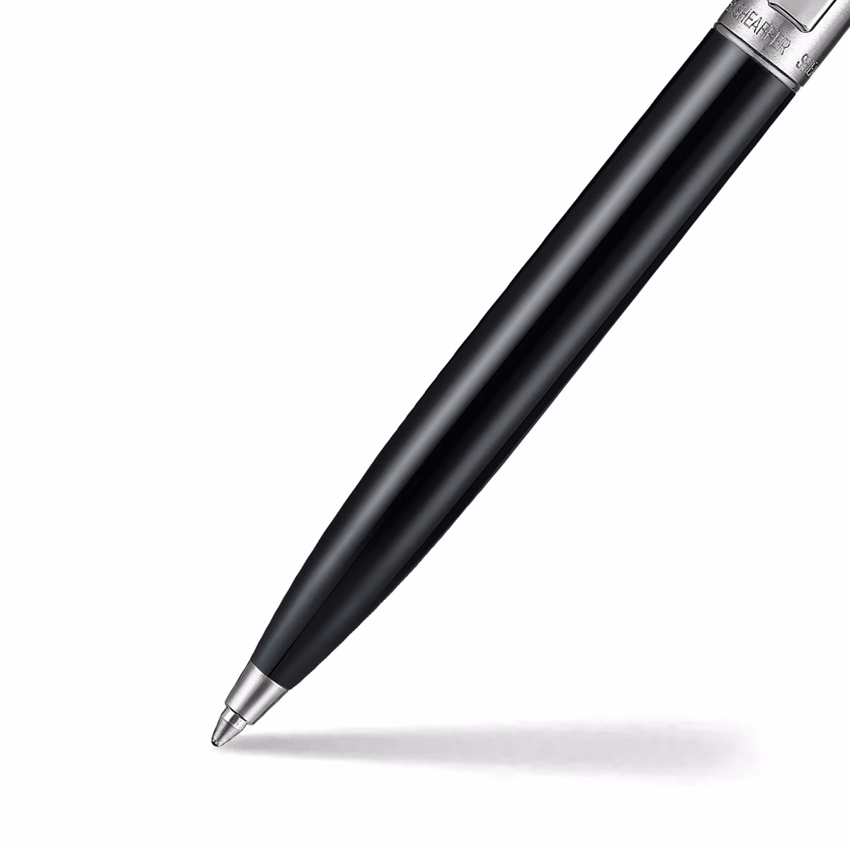 Custom Sheaffer Sentinel Metal 332 Glossy Black Barrel and Brushed Chrome Ballpoint Pen with Chrome Trims