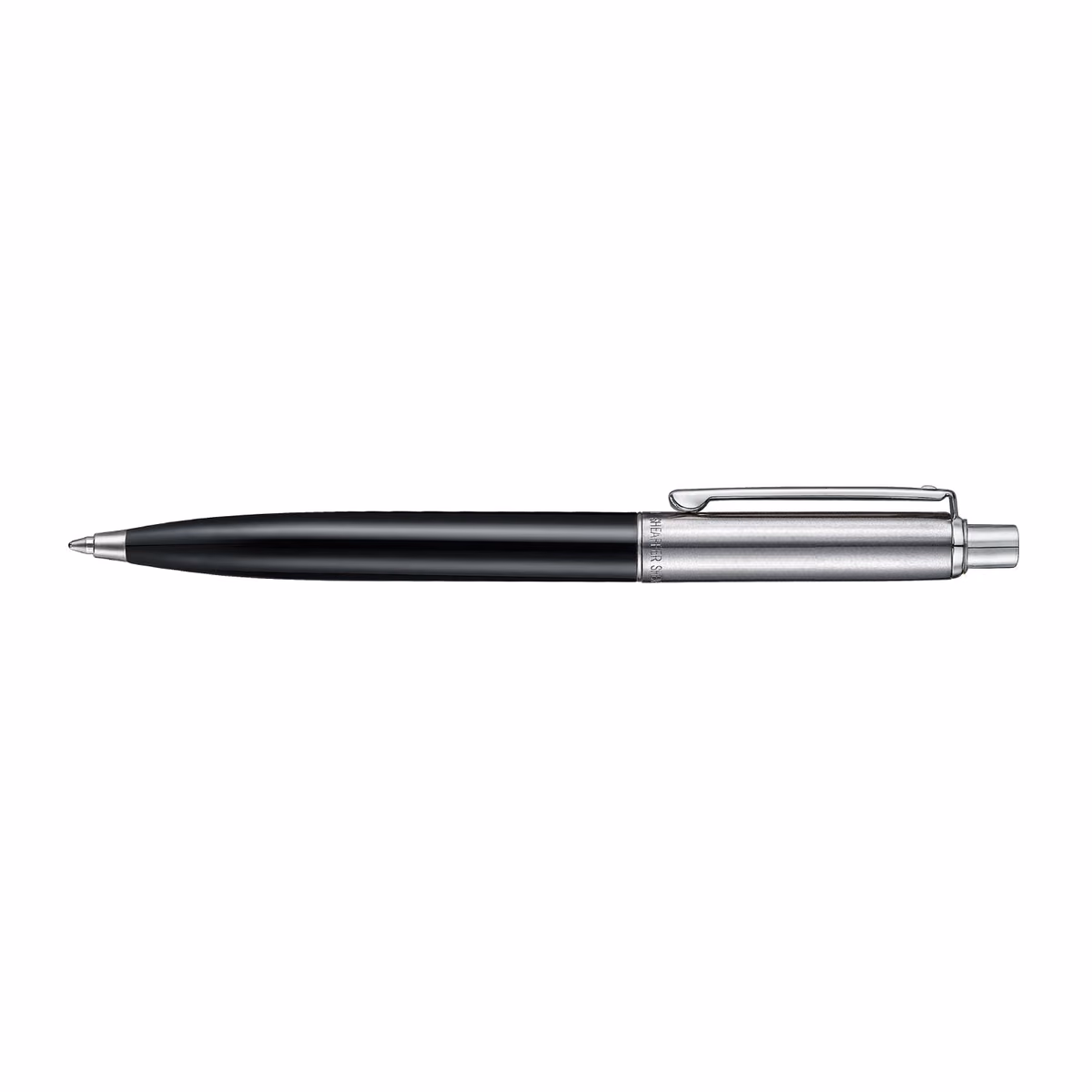Custom Sheaffer Sentinel Metal 332 Glossy Black Barrel and Brushed Chrome Ballpoint Pen with Chrome Trims