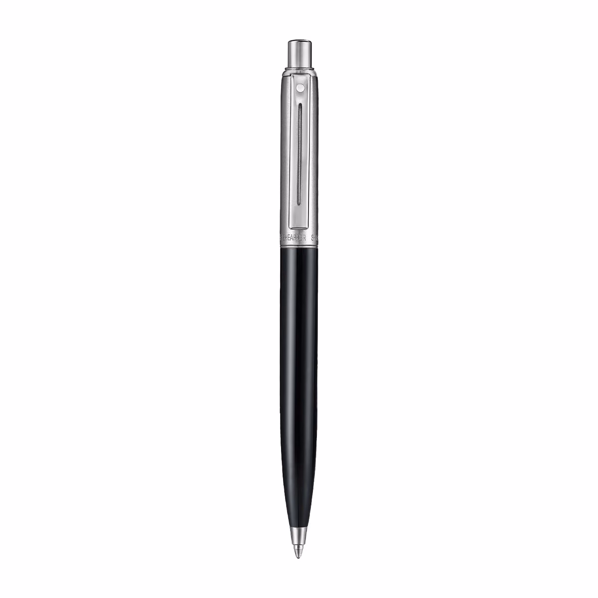 Custom Sheaffer Sentinel Metal 332 Glossy Black Barrel and Brushed Chrome Ballpoint Pen with Chrome Trims