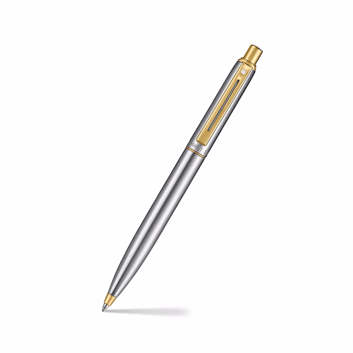 Custom Sheaffer Sentinel Metal 333 Brushed Chrome Ballpoint Pen with Gold Trims