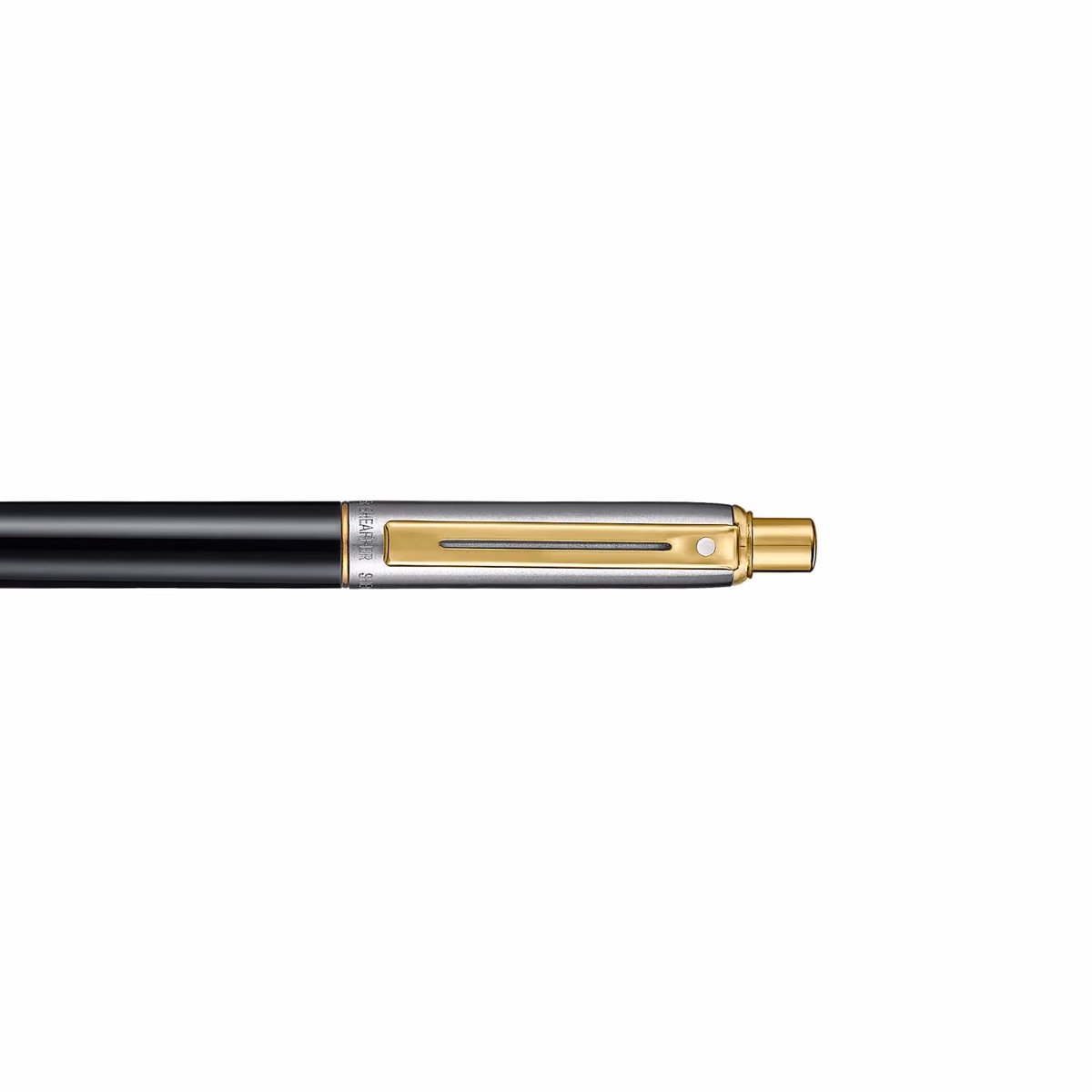 Custom Sheaffer Sentinel Metal 335 Glossy Black Barrel and Brushed Chrome Ballpoint Pen with Gold Trims