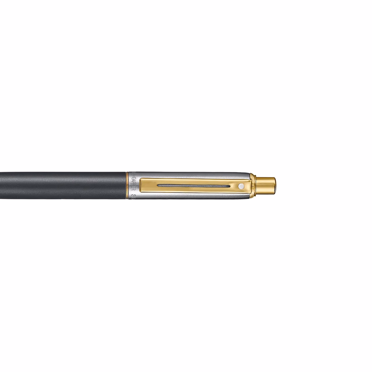 Custom Sheaffer Sentinel Metal 334 Matte Black Barrel and Brushed Chrome Cap Ballpoint Pen with Gold Trims