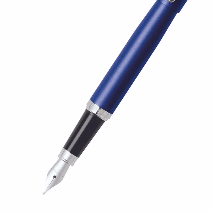 Custom Sheaffer VFM Neon Blue Fountain Pen With Chrome Trims - Medium