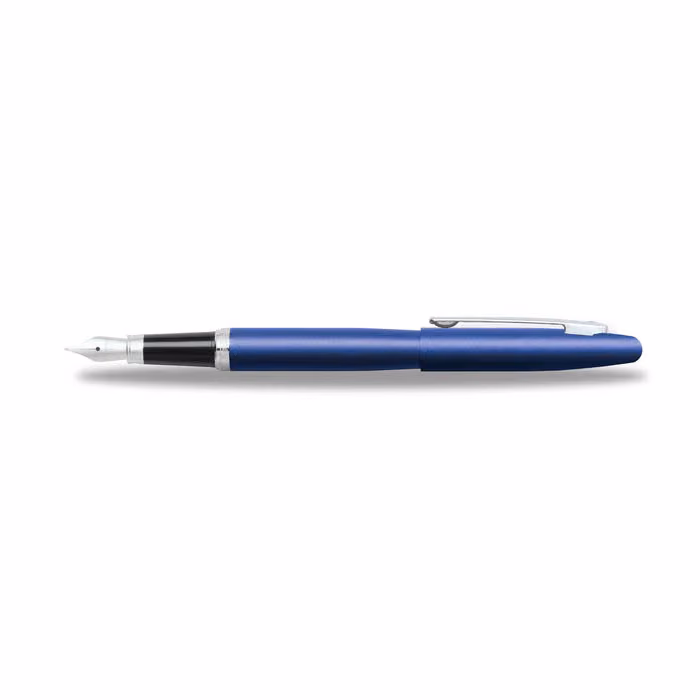 Custom Sheaffer VFM Neon Blue Fountain Pen With Chrome Trims - Fine