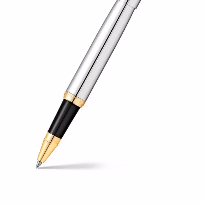 Custom Sheaffer VFM Polished Chrome Rollerball Pen With Gold Trims