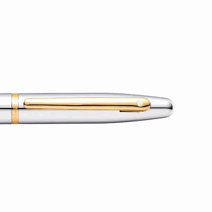 Custom Sheaffer VFM Polished Chrome Rollerball Pen With Gold Trims