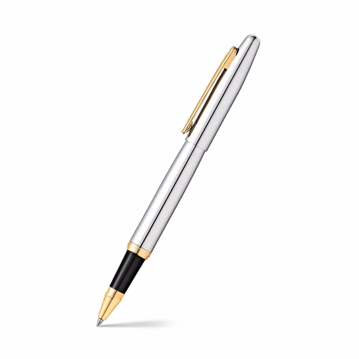 Custom Sheaffer VFM Polished Chrome Rollerball Pen With Gold Trims