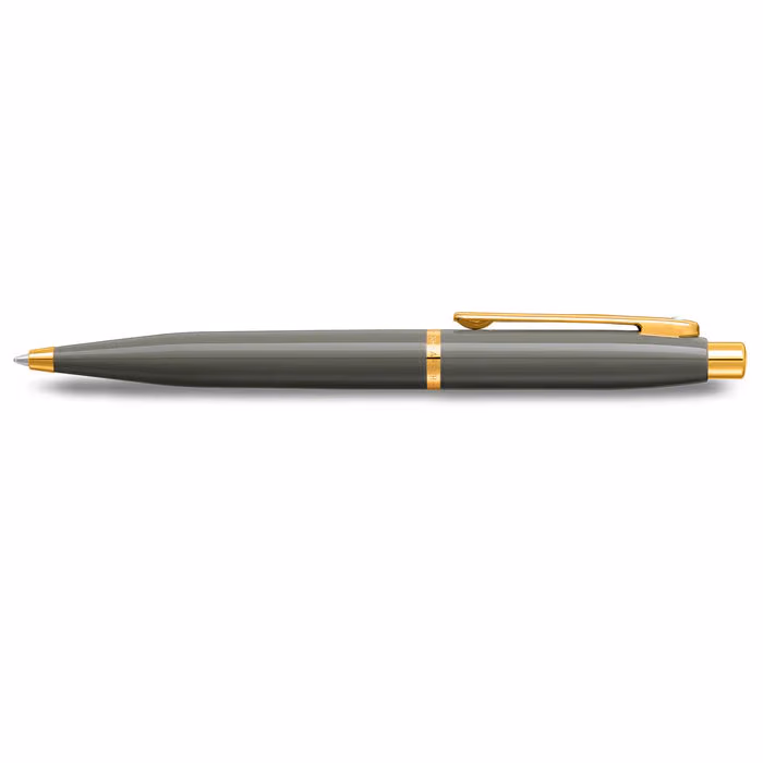 Custom Sheaffer VFM 9427 Glossy Light Gray Ballpoint Pen With PVD Gold-Tone Trim