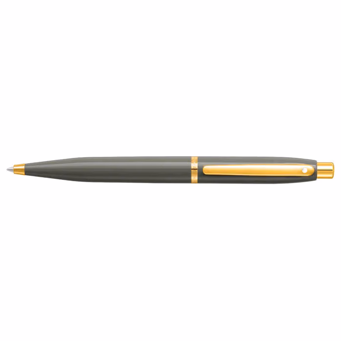 Custom Sheaffer VFM 9427 Glossy Light Gray Ballpoint Pen With PVD Gold-Tone Trim