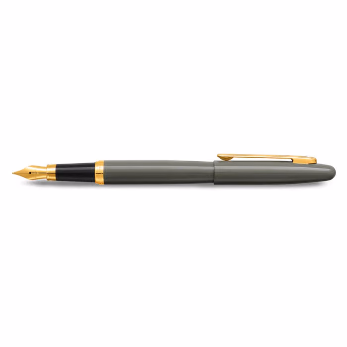 Custom Sheaffer VFM 9427 Glossy Light Gray Fountain Pen With PVD Gold-Tone Trim - Medium