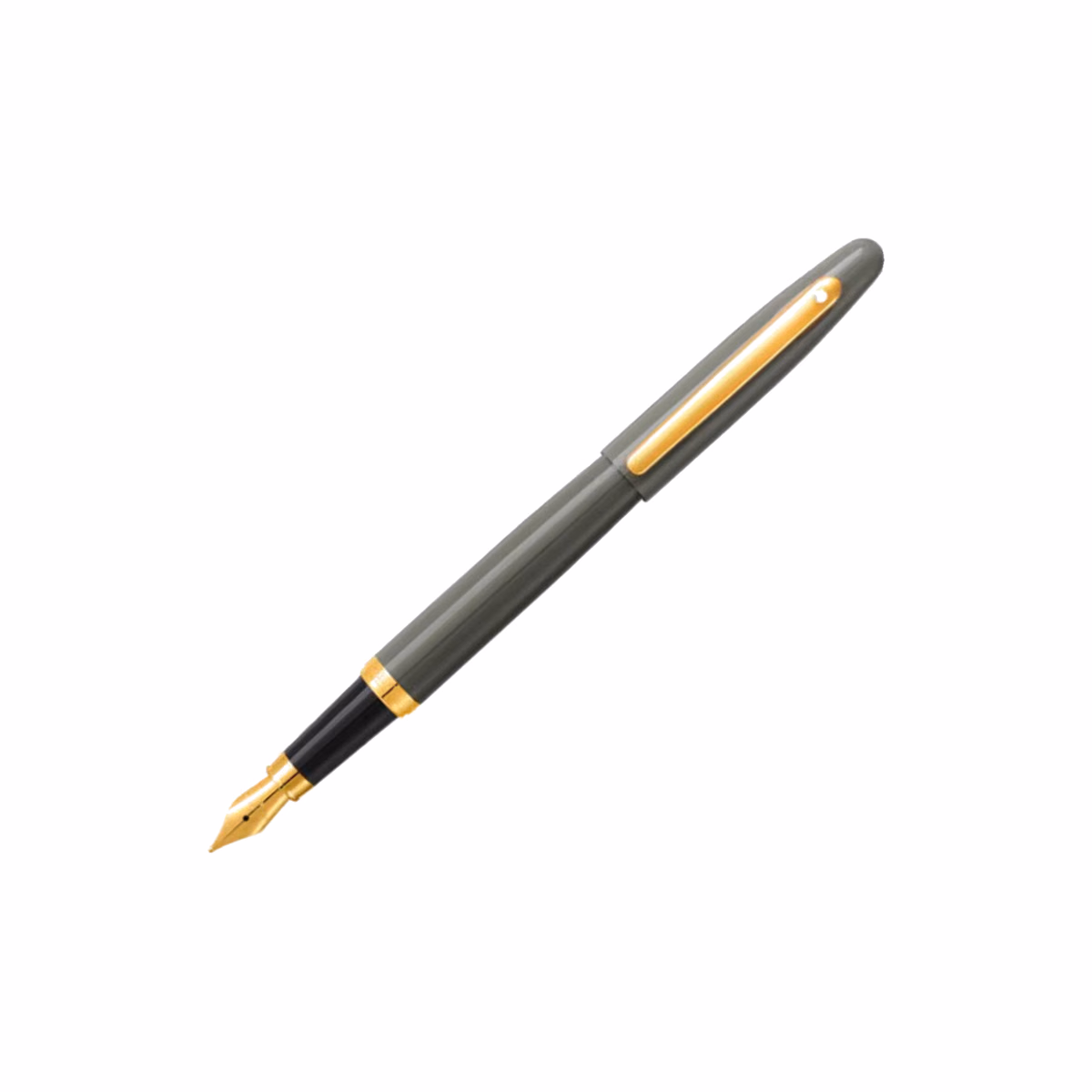 Custom Sheaffer VFM 9427 Glossy Light Gray Fountain Pen With PVD Gold-Tone Trim - Medium
