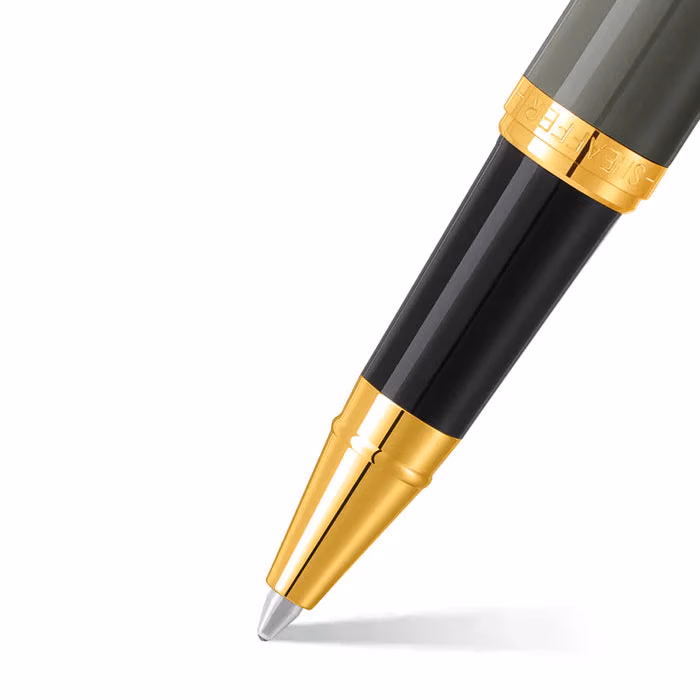 Custom Sheaffer VFM 9427 Glossy Light Gray Rollerball Pen With PVD Gold-Tone Trim