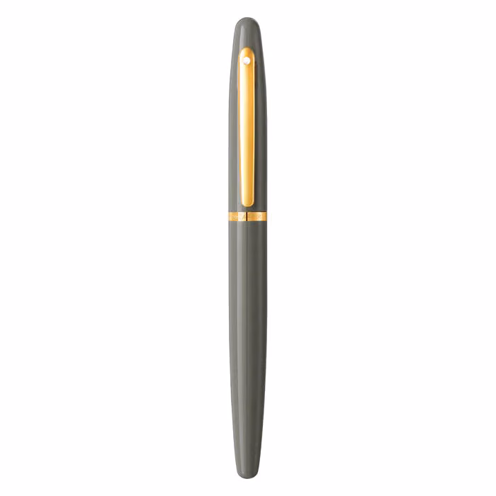 Custom Sheaffer VFM 9427 Glossy Light Gray Rollerball Pen With PVD Gold-Tone Trim