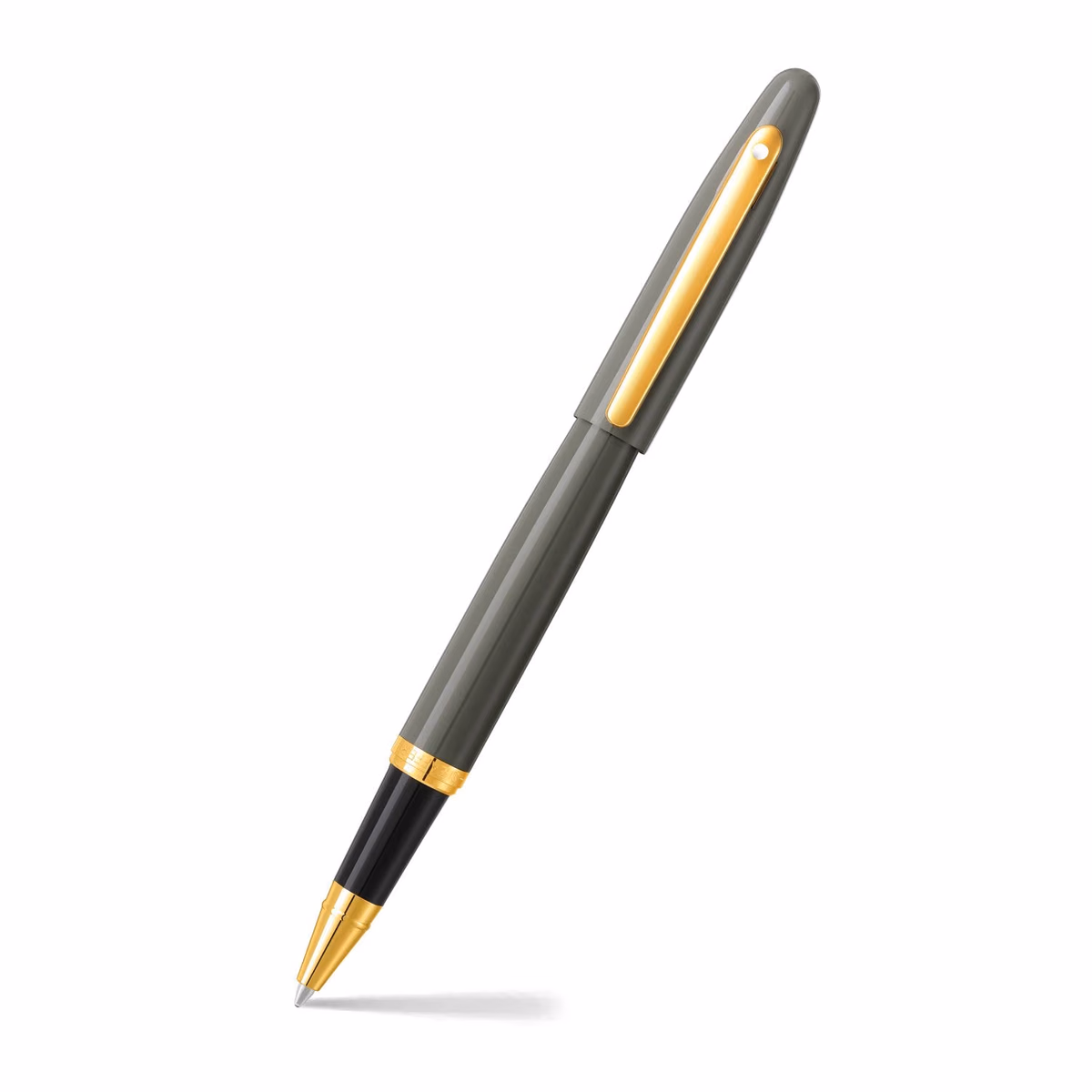 Custom Sheaffer VFM 9427 Glossy Light Gray Rollerball Pen With PVD Gold-Tone Trim