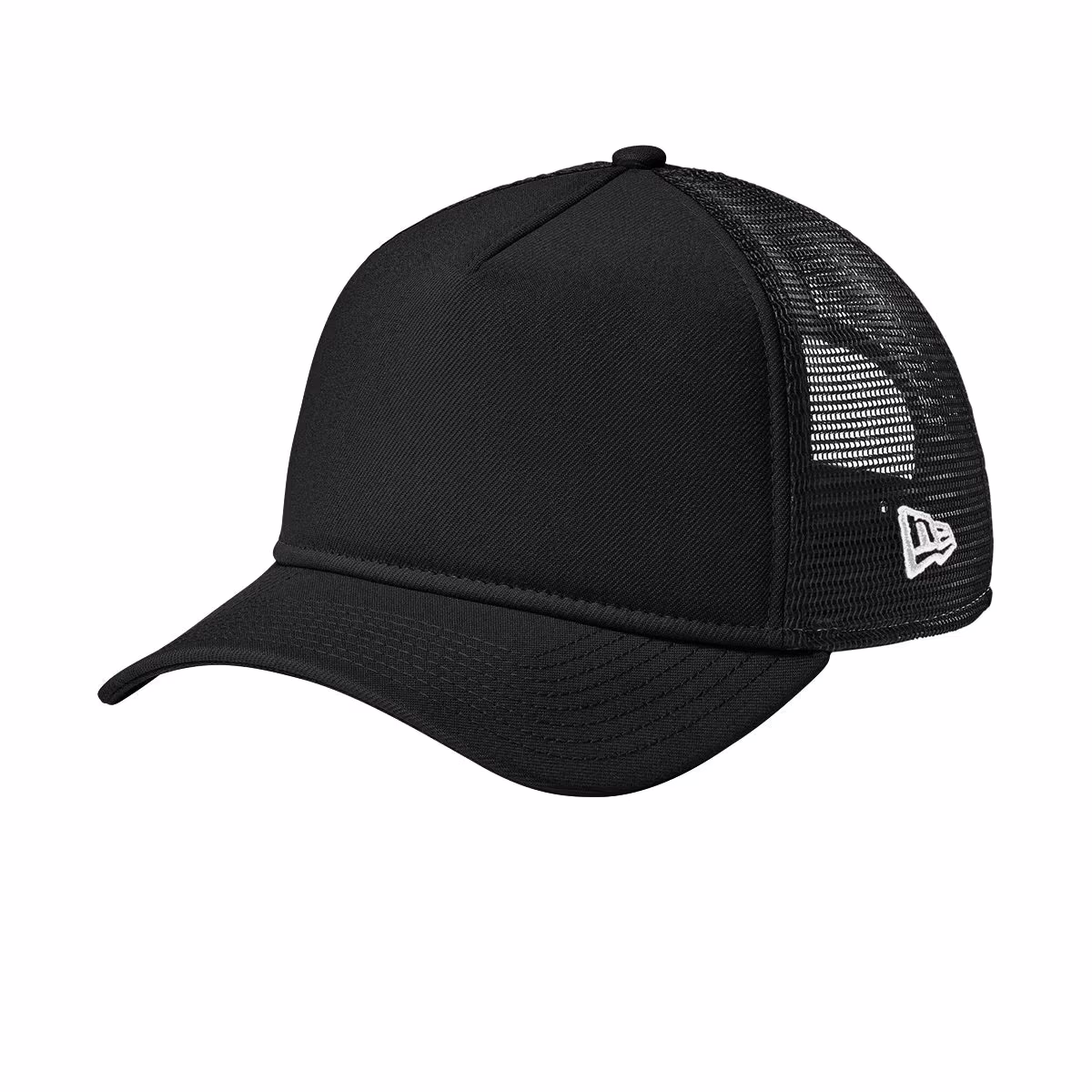 Custom Flag Black/ Black - New Era A-Frame Snapback Mesh Back Cap