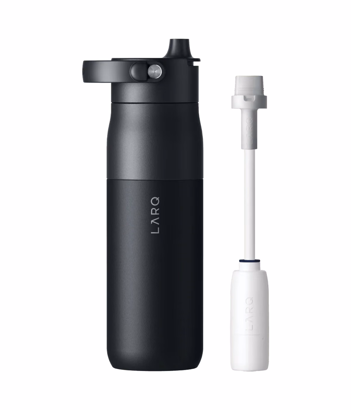 Custom LARQ Bottle Filtered Swig Top, Obsidian Black, front view