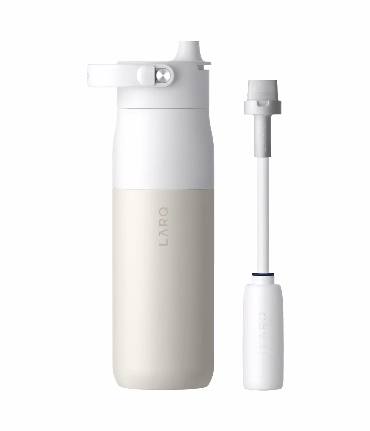Custom LARQ Bottle Filtered Swig Top, Granite White, front view