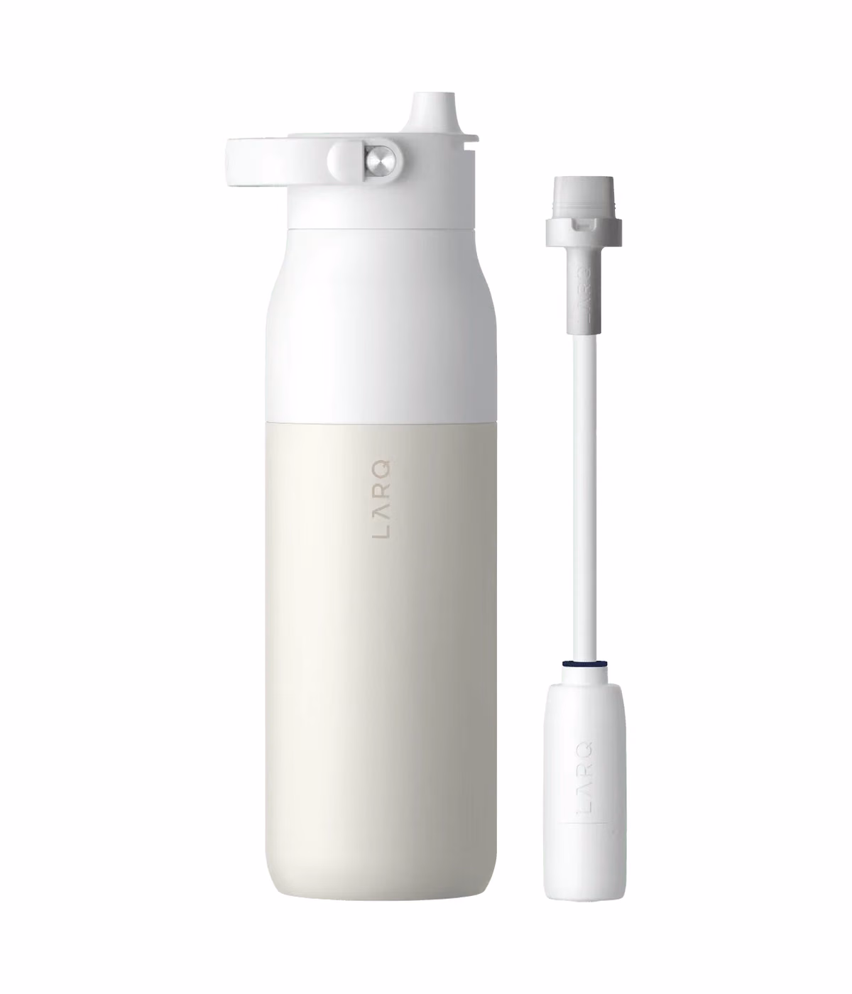 Custom LARQ Bottle Filtered Swig Top, Granite White, back view