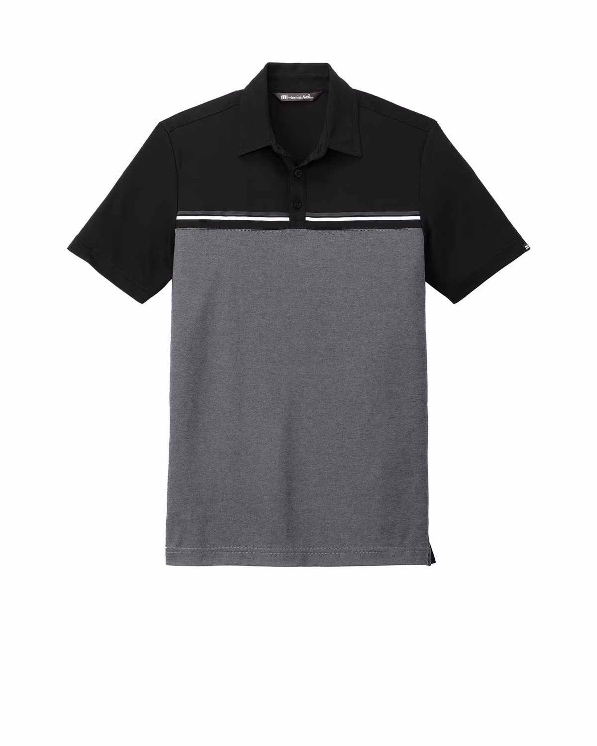 Custom TravisMathew Sunset Blocked Polo, Black/ Dark Grey Heather