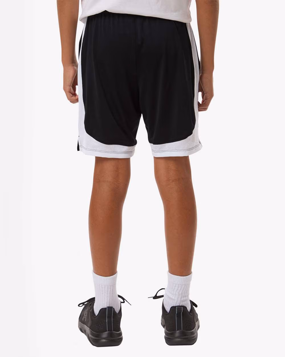Custom Black/ White - Under Armour Youth Tech Vent Athletic Shorts - Model Back