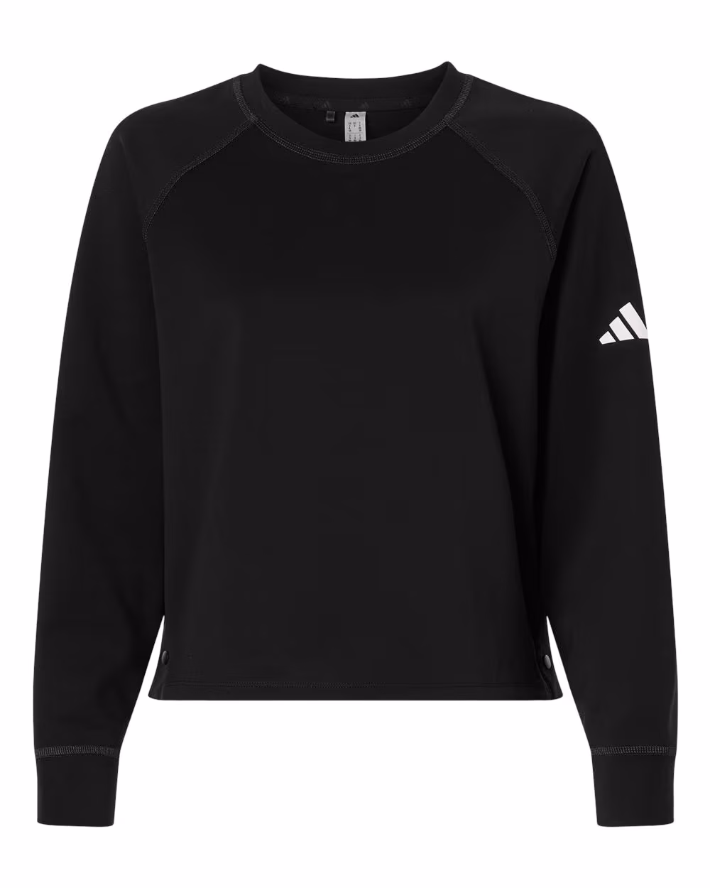 Custom Adidas Women's Beyond Side-Snap Crewneck Sweatshirt - Black