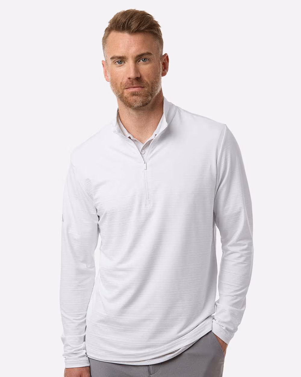 Custom Employee Appreciation Kit - Adidas Men's Textured Stripe Quarter-Zip Pullover