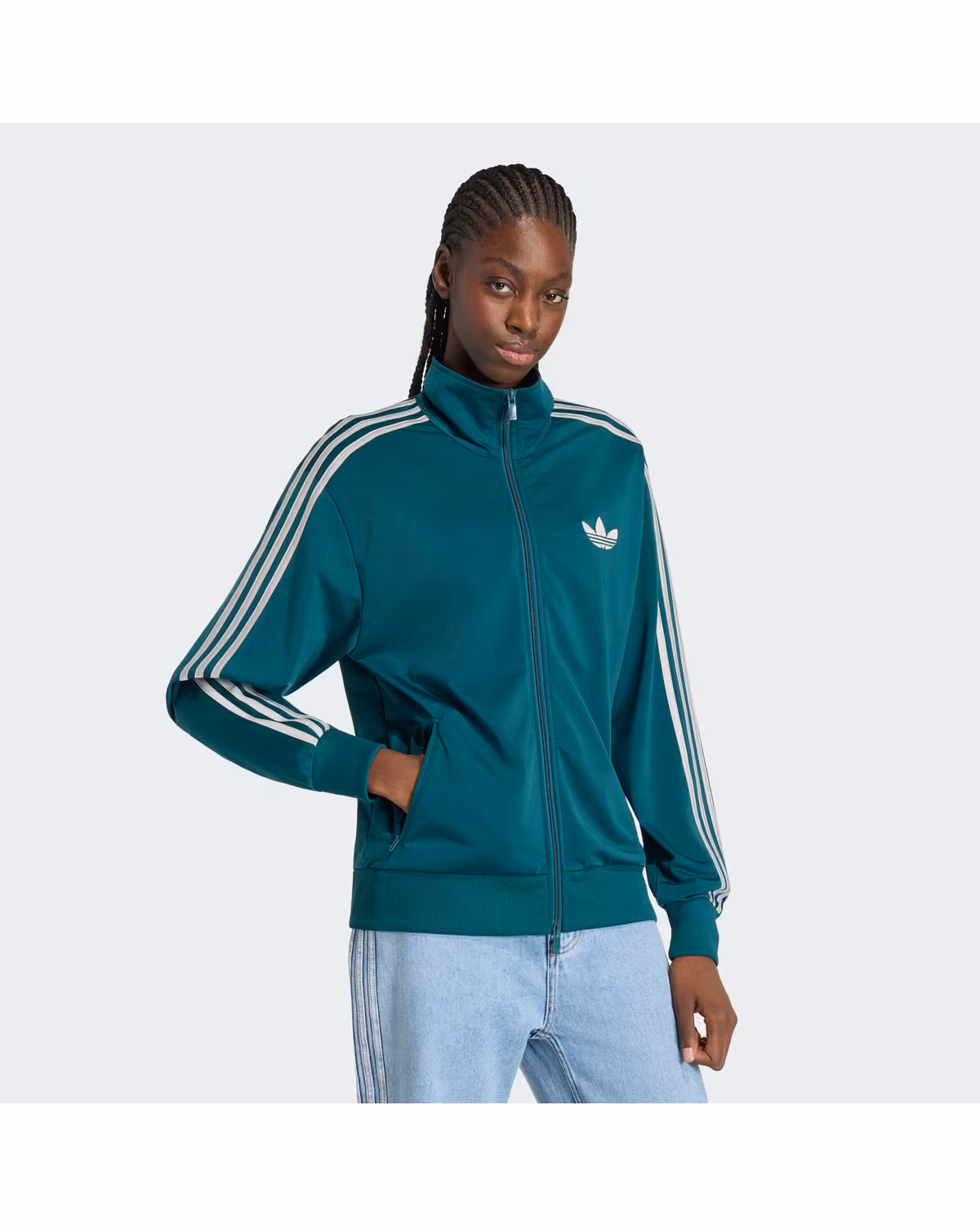 Custom Adidas Women's Firebird Track Top Loose - Rich Green/Grey Two