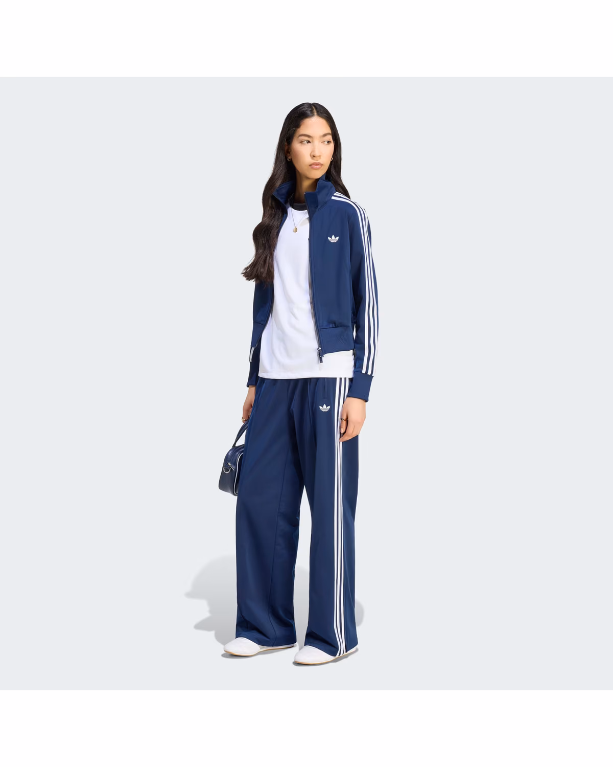 Custom Adidas Women's Firebird Classic Track Jacket - Night Indigo / White - View 3
