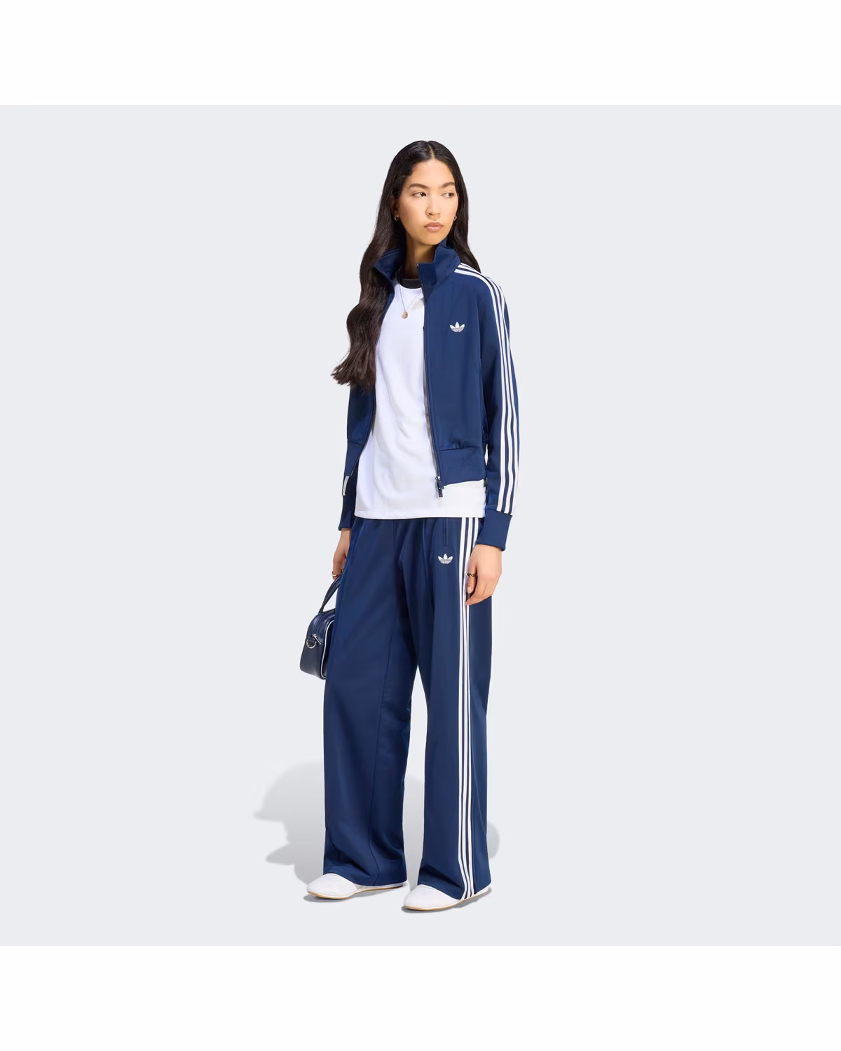 Custom Adidas Women's Firebird Classic Track Jacket - Night Indigo / White - View 3