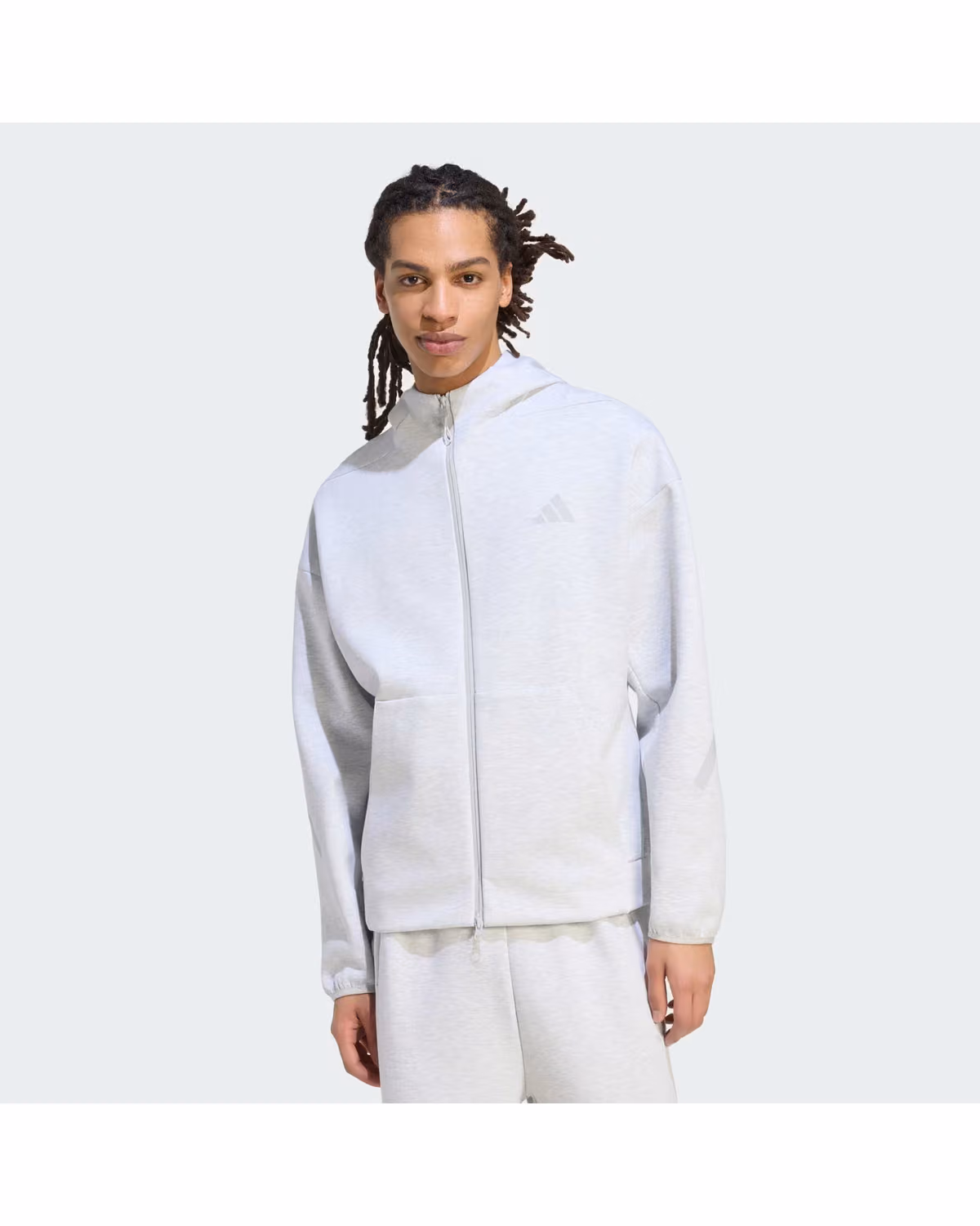 Custom Adidas Men's Z.N.E. Full-Zip Track Top - Light Grey Heather