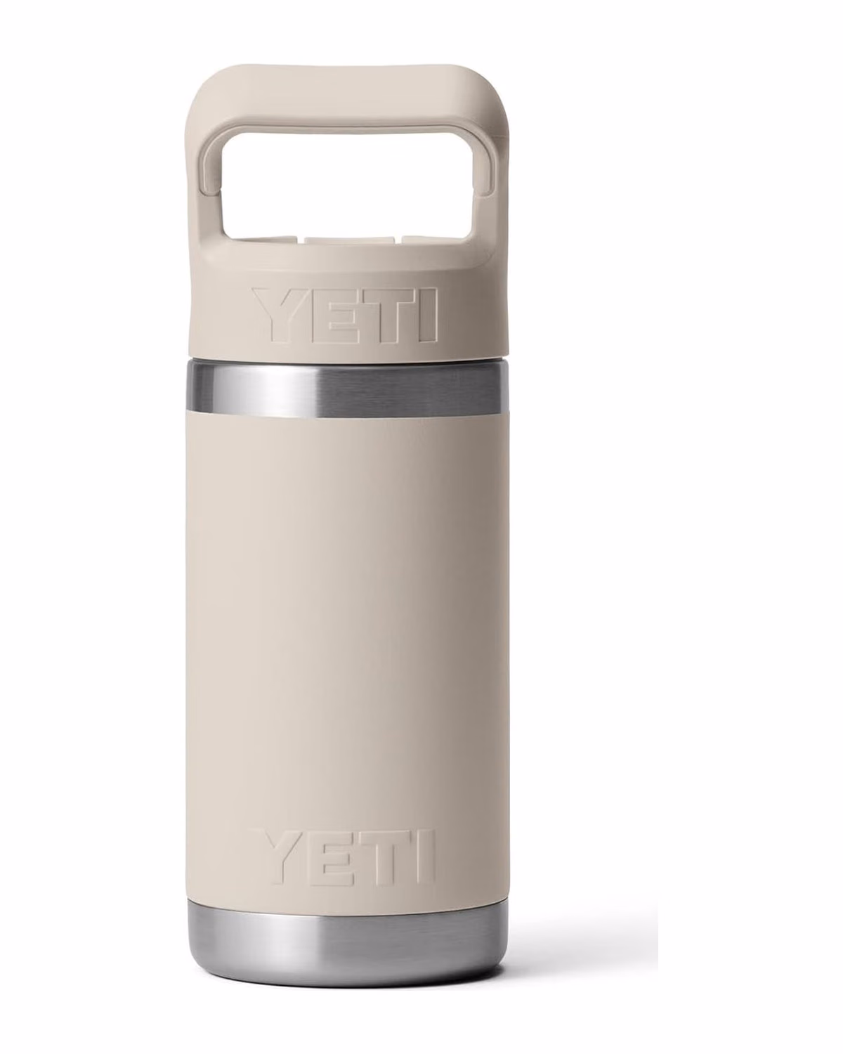 Custom YETI Rambler Jr. 12oz Kids Bottle with Straw Cap, Laser Engraved — Cape Taupe back