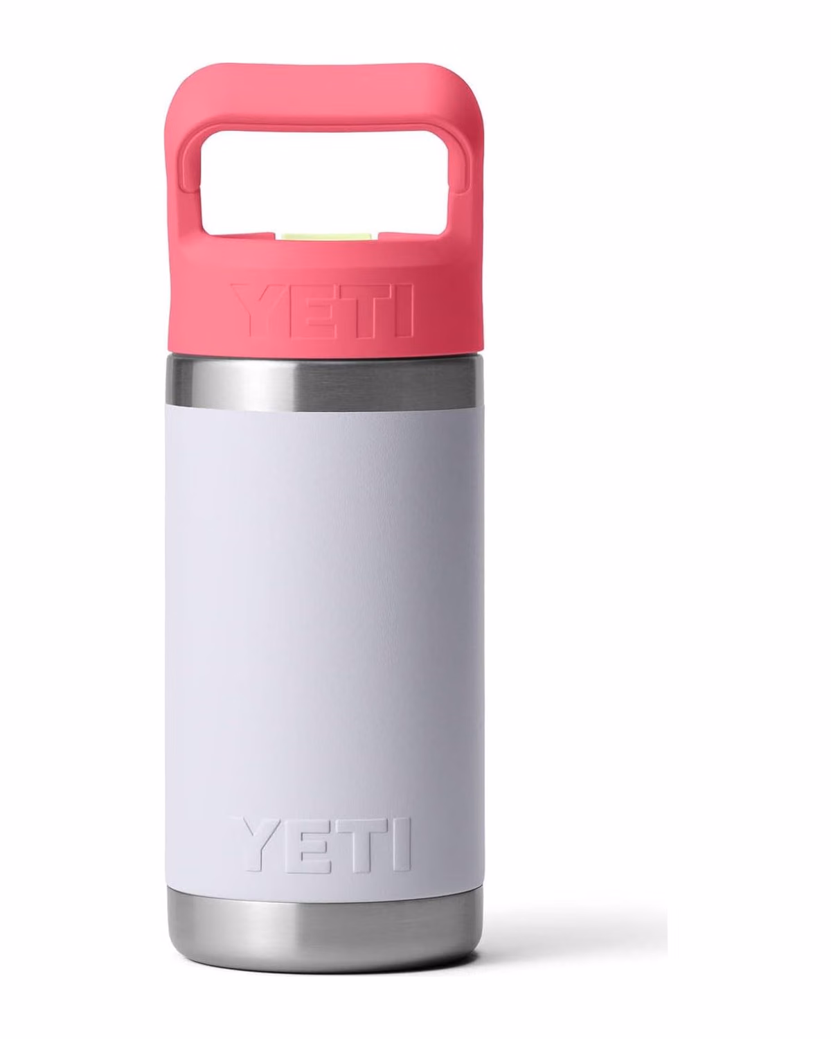 Custom YETI Rambler Jr. 12oz Kids Bottle with Straw Cap, Laser Engraved — Mist/Pink/Grasshopper back