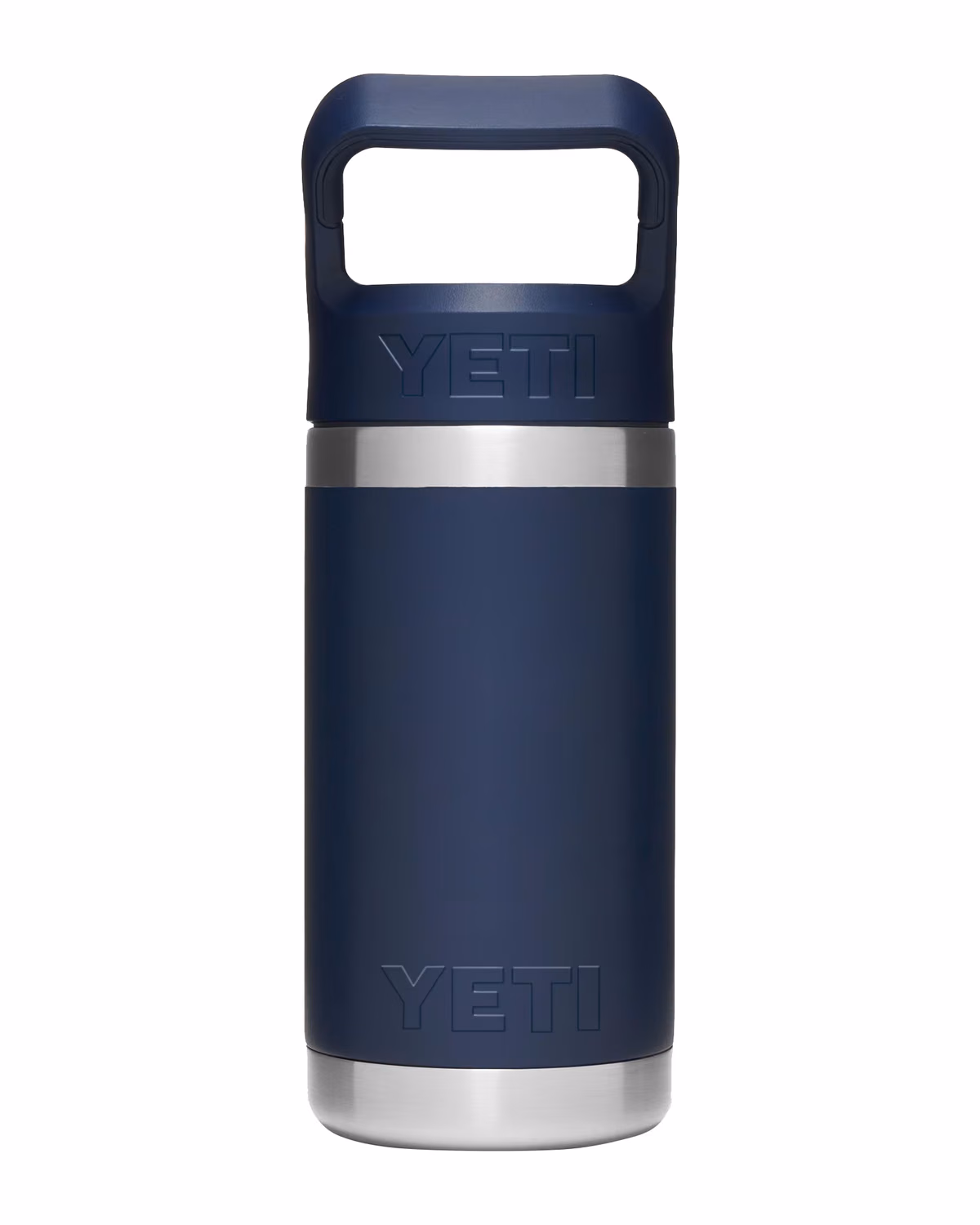 Custom YETI Rambler Jr. 12oz Kids Bottle with Straw Cap, Laser Engraved — Navy back