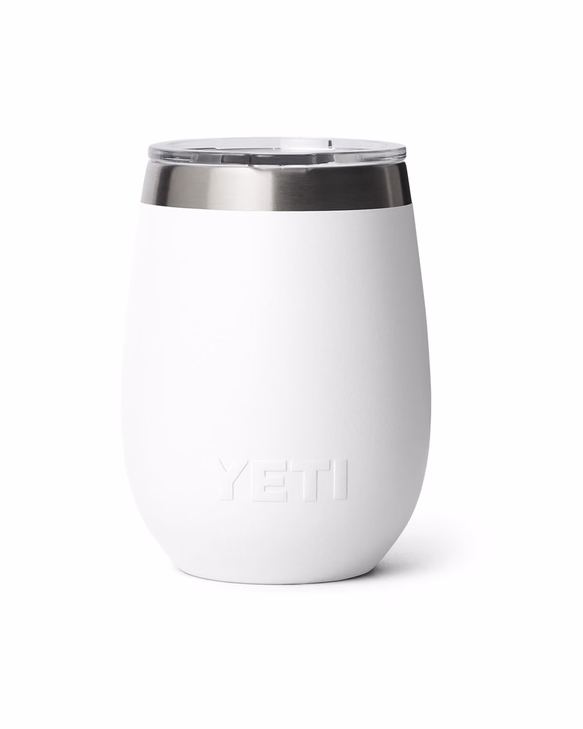 Custom YETI Rambler 10oz Wine Tumbler — White embossed logo