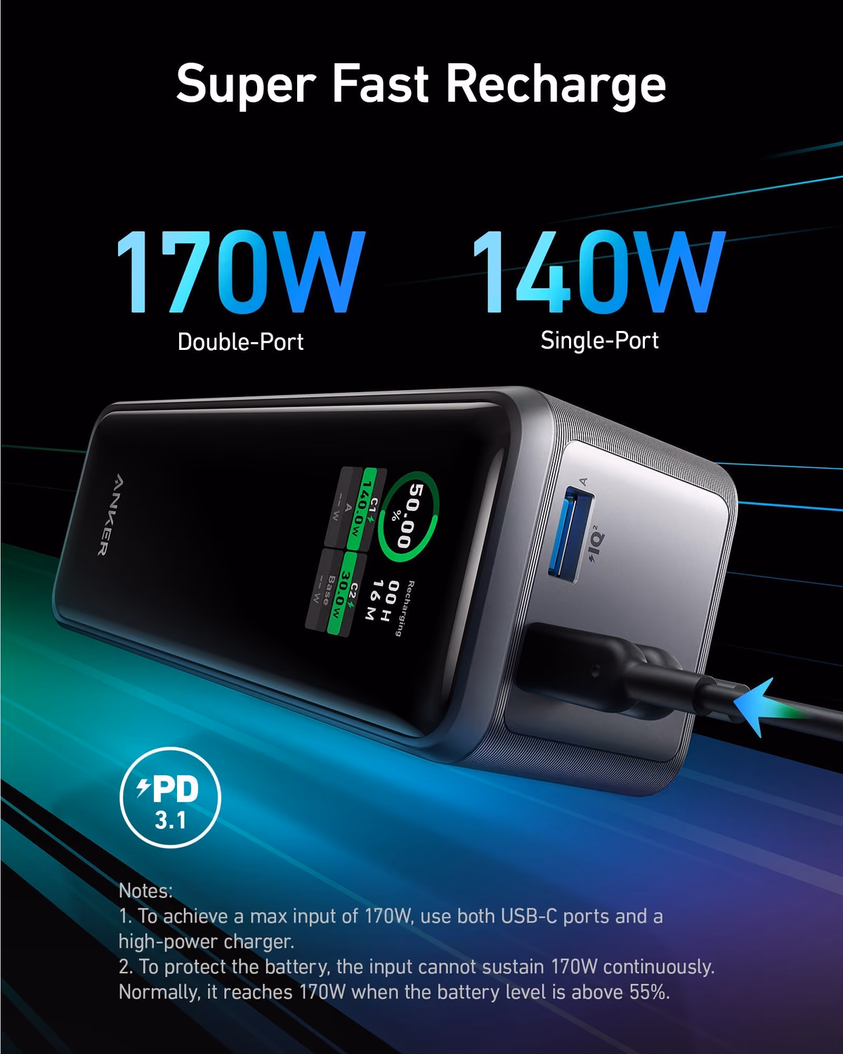 Custom Anker Prime Power Bank (27K, 250W) custom logo decoration