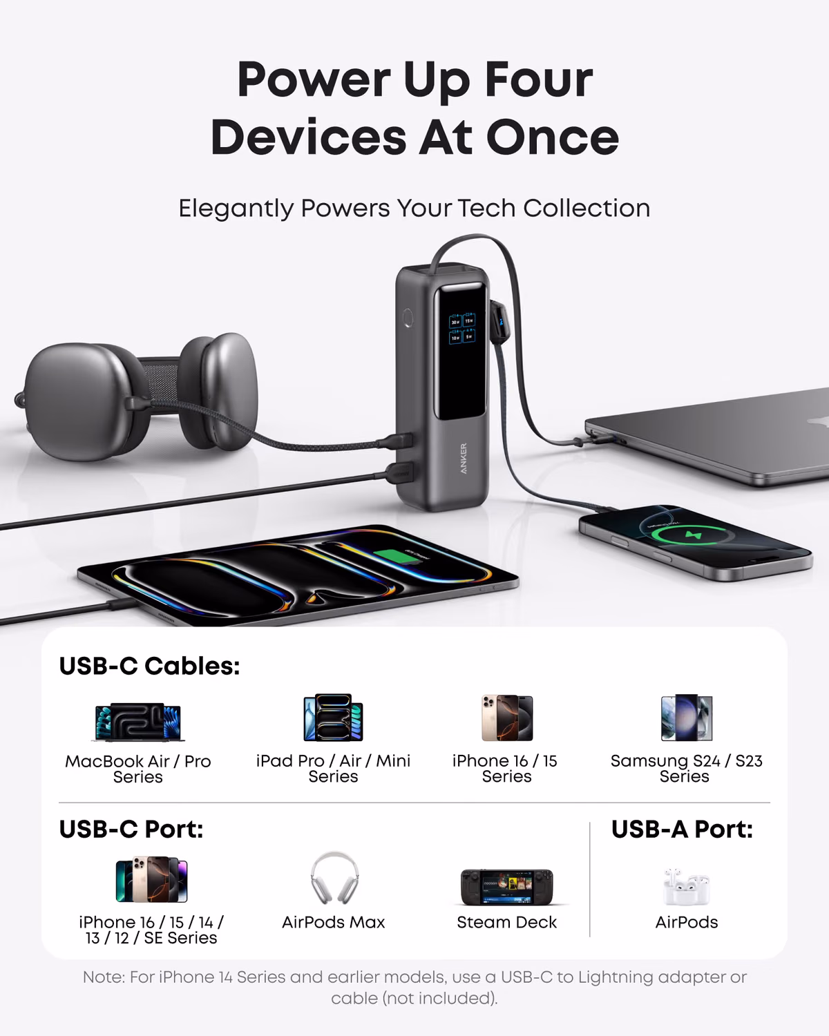 Custom Anker Laptop Power Bank (25K, 165W, Built-In and Retractable Cables) custom logo decoration