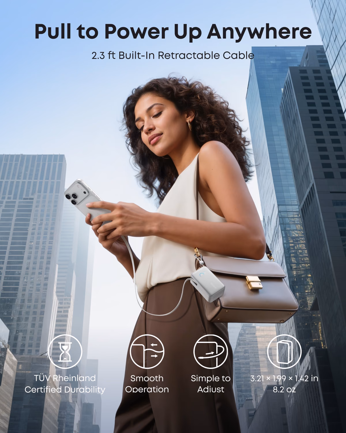 Custom Anker Nano Power Bank (10K, 45W, Built-In Retractable USB-C Cable) custom logo decoration