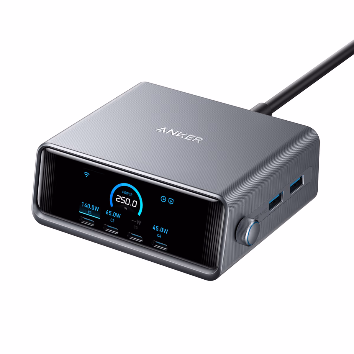 Custom Anker Prime Charger (250W, 6 Ports, GaNPrime) flat product photo for logo mockup
