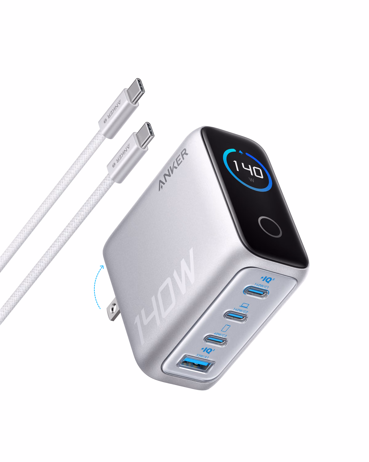Custom Anker Charger (140W, 4-Port, PD 3.1) with USB-C Cable custom logo decoration